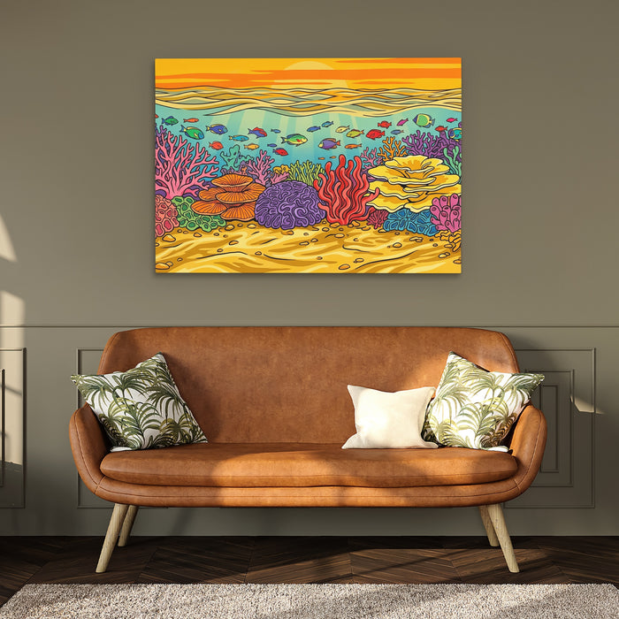 Tropical Waters Abundance canvas wall art, room view