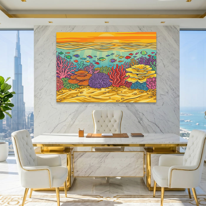 Tropical Waters Abundance canvas wall art, room view