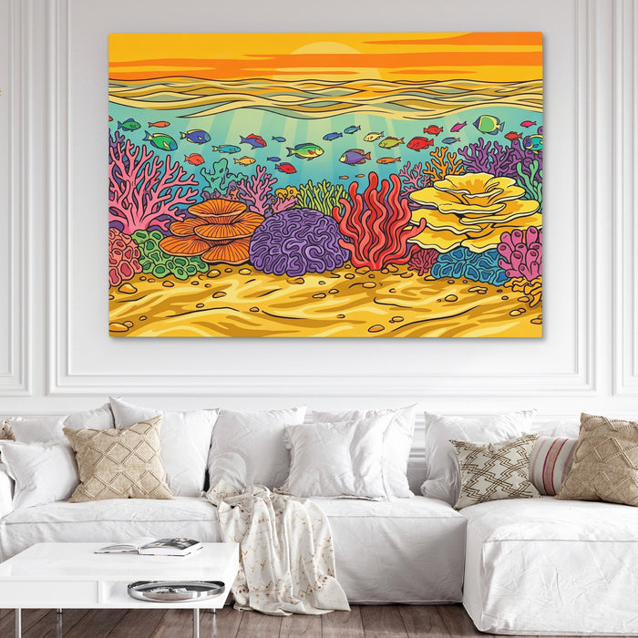 Tropical Waters Abundance canvas wall art, room view