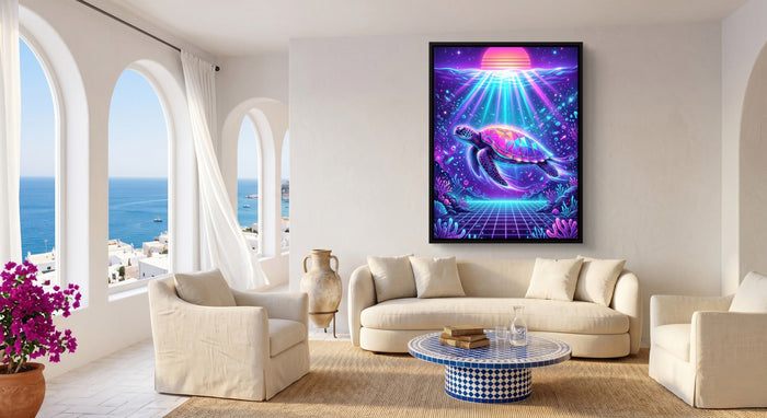 Turtle Neon Horizon - Luxury Wall Art
