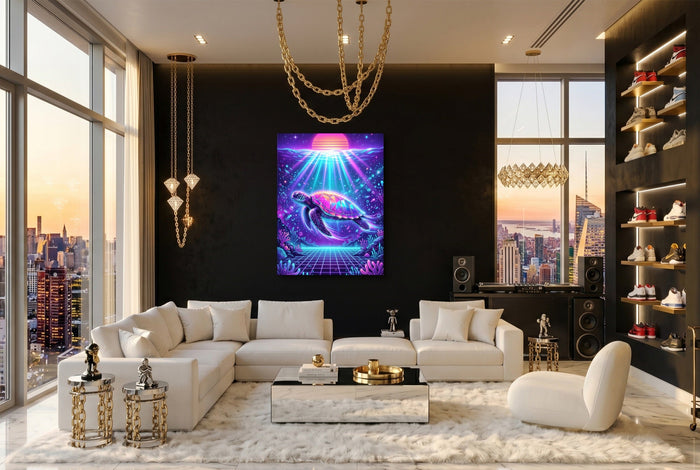 Turtle Neon Horizon - Luxury Wall Art