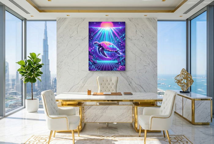 Turtle Neon Horizon - Luxury Wall Art