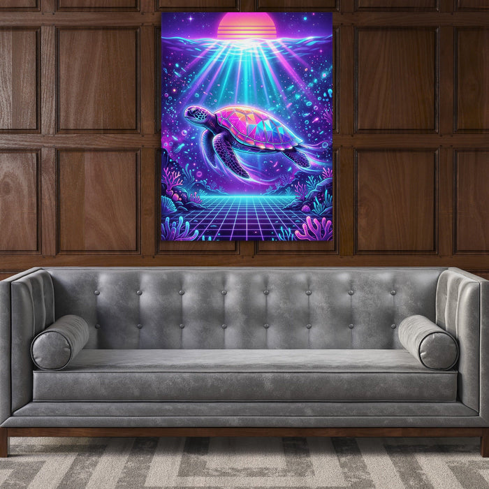 Turtle Neon Horizon - Luxury Wall Art