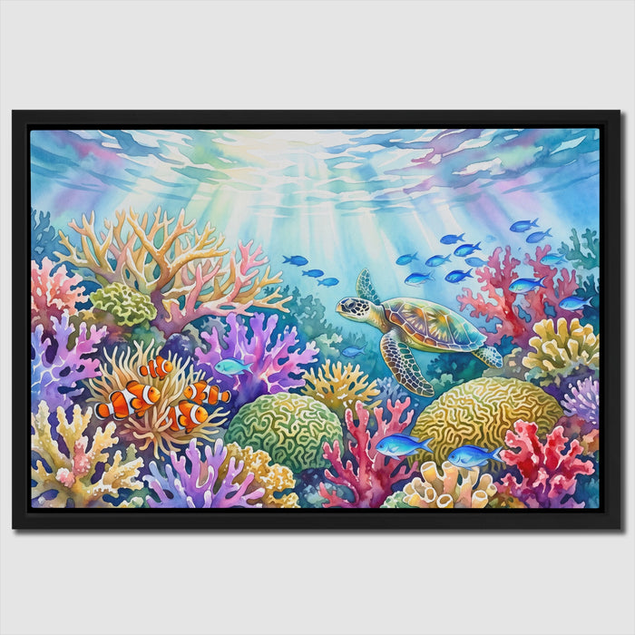 Turtle Sunlit Waters canvas wall art