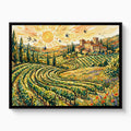 Tuscan Vineyard Sunrise — tuscan vineyard sunrise white studio framed black