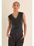 V neck sleevless sweater