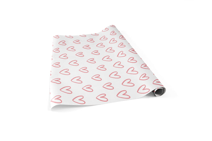 Valentine Pink Hearts Wrapping Paper Sheets