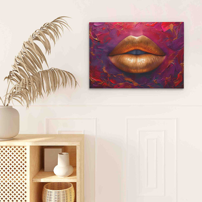 Velvet Gold Lips - Luxury Wall Art