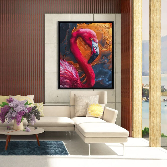 Vibrant Flamingo - Contemporary Wall Art in Black Frame
