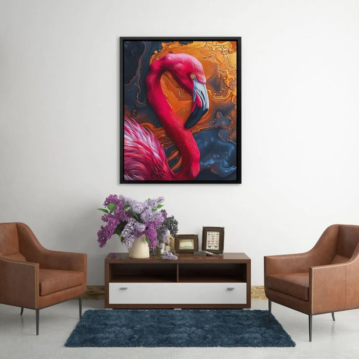 Vibrant Flamingo - Contemporary Gold Canvas Wall Art