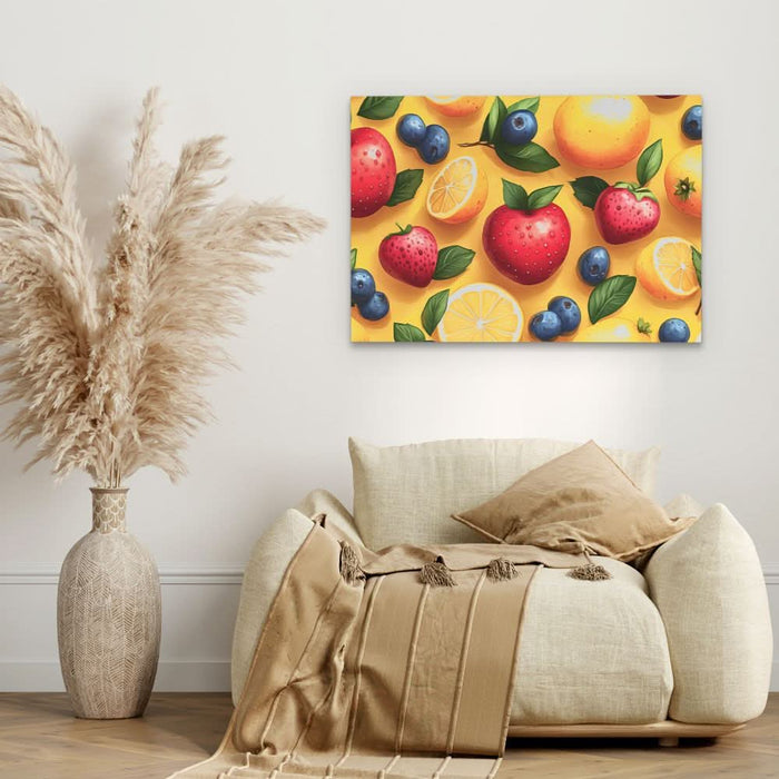 Vibrant Fruit Illustration - Large Modern Canvas Print