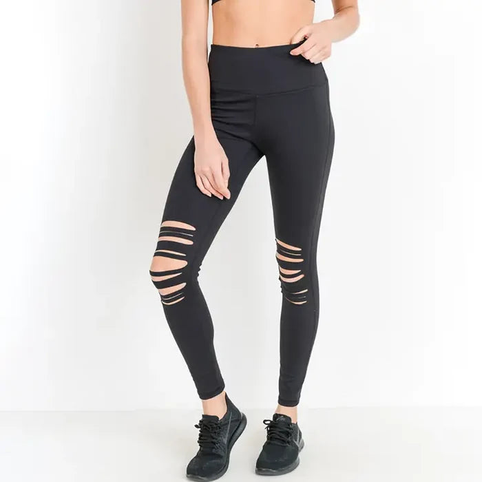 Vivian Shredded Knee Highwaist Leggings
