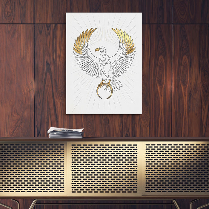 Vulture Golden Wings — vulture golden wings sq gold wood wall 1port flush print