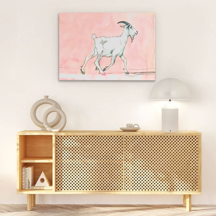 Walking Goat - Pastel Country and Farm Canvas Print