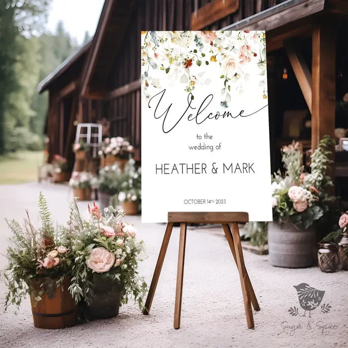Wildflowers Garden Wedding Welcome Sign - Premium  from Sugar and Spice Invitations - Just $35! Shop now at Sugar and Spice Paper