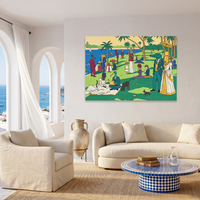Waterside Garden Party canvas wall art, room view