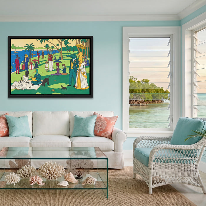 Waterside Garden Party canvas wall art, room view