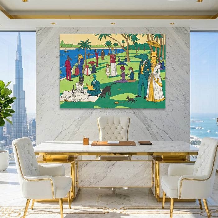 Waterside Garden Party canvas wall art, room view