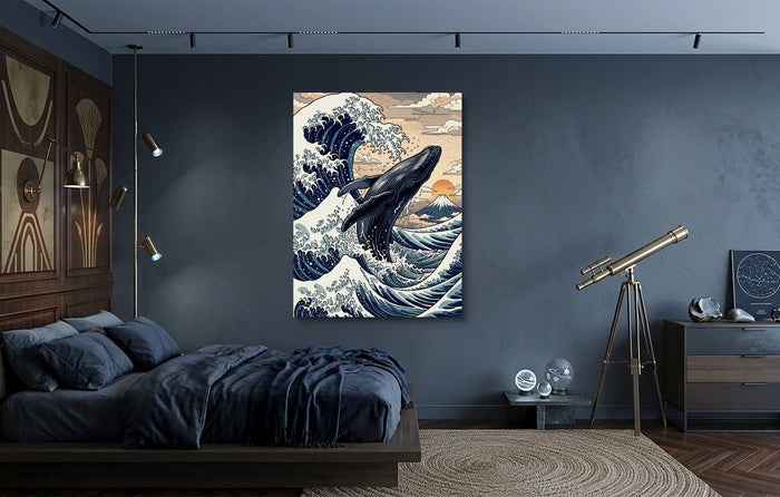 Whale Breaching Fuji Peak - Luxury Wall Art