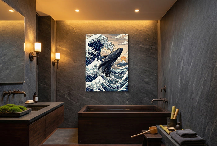 Whale Breaching Fuji Peak - Luxury Wall Art
