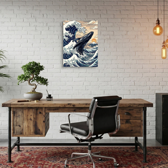Whale Breaching Fuji Peak - Luxury Wall Art