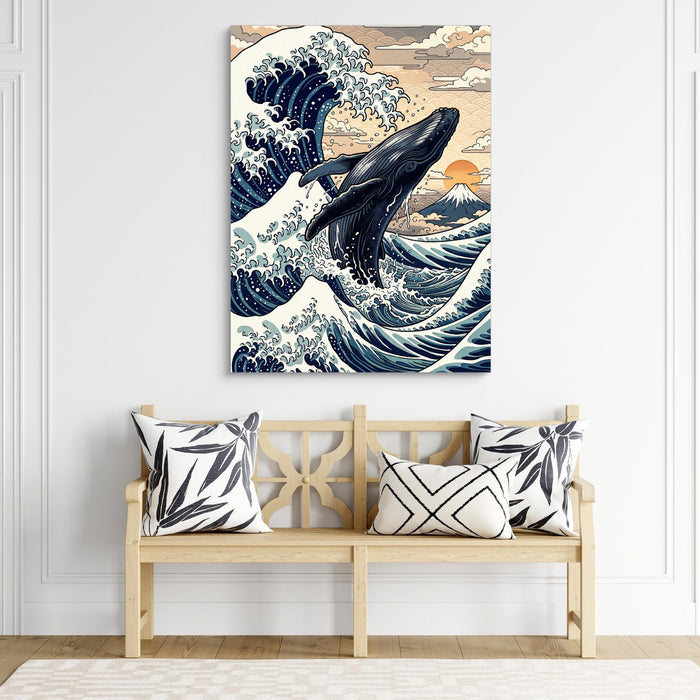 Whale Breaching Fuji Peak - Luxury Wall Art