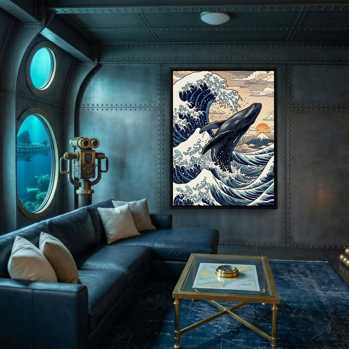 Whale Breaching Fuji Peak - Luxury Wall Art