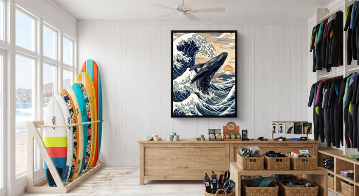 Whale Breaching Fuji Peak - Luxury Wall Art