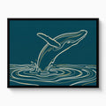 Whale Golden Breach — whale golden breach white studio framed black