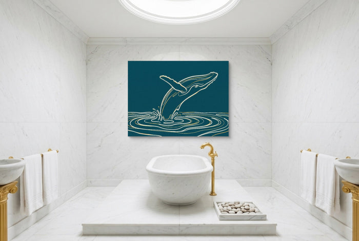 Whale Golden Breach — whale golden breach luxury bathroom interior 2 1land flush print