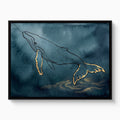 Whale Golden Depths — whale golden depths white studio framed black