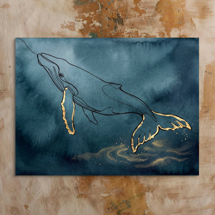 Whale Golden Depths — whale golden depths sq bed 1 clay beige 1land flush print