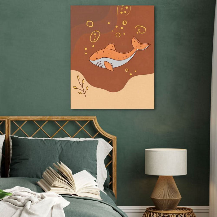 Whale of the Tropics - Minimalist Wall Art in Black Frame