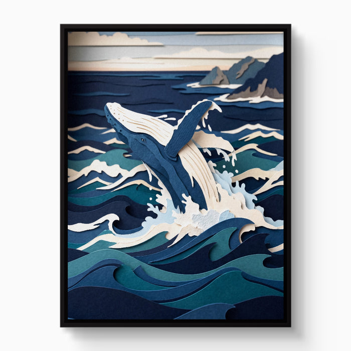 Whale Papercut — whale papercut white studio framed black