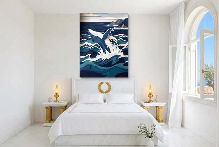 Whale Papercut — whale papercut bedroom with window 1port flush print