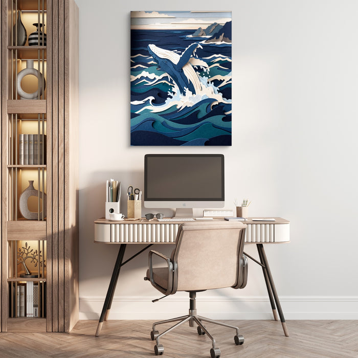 Whale Papercut — whale papercut sq beige office 1port flush print