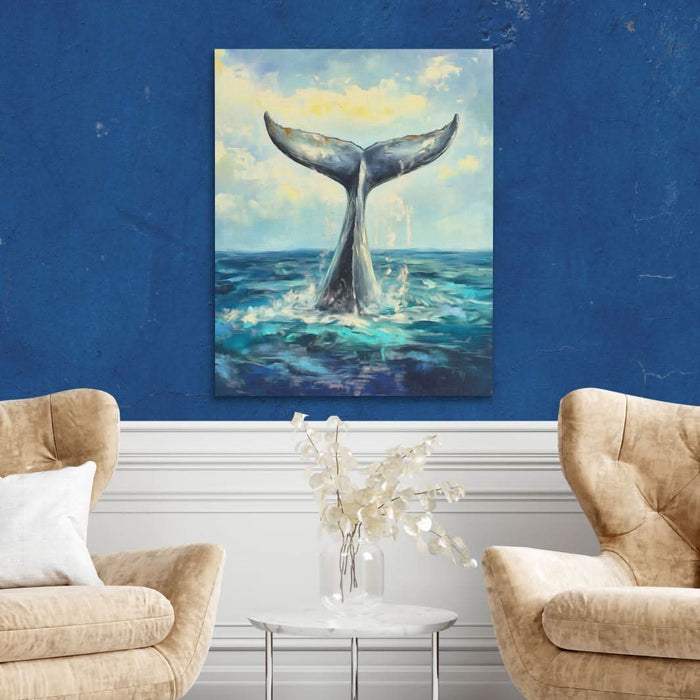 Whale Tail Splash - Large Modern Canvas Print