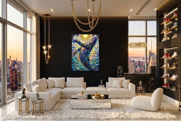 Whale's Ascent — whale's ascent modern living room interior 2 1port flush print