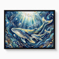 Whales Golden Glow — whales golden glow white studio framed black