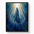 Whales Sunlit Depths — whales sunlit depths white studio framed black