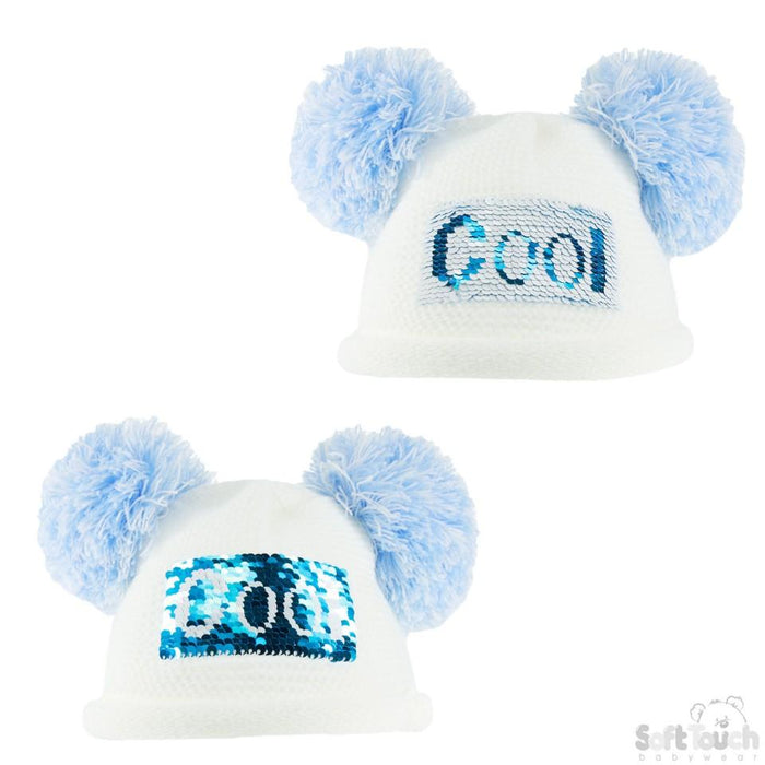 White Knitted Hat W/Sequins (0-12m) H512 - Kidswholesale.co.uk