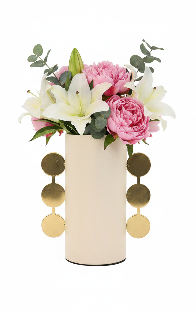 White Orbit Metal Column Vase White