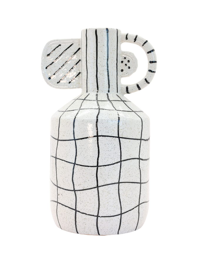 White Tall Grid Vase