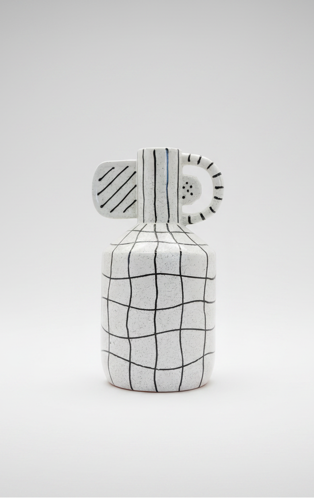 White Tall Grid Vase