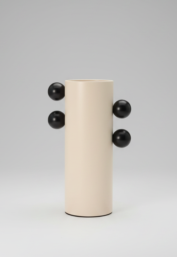 White Tall Metal Column Vase