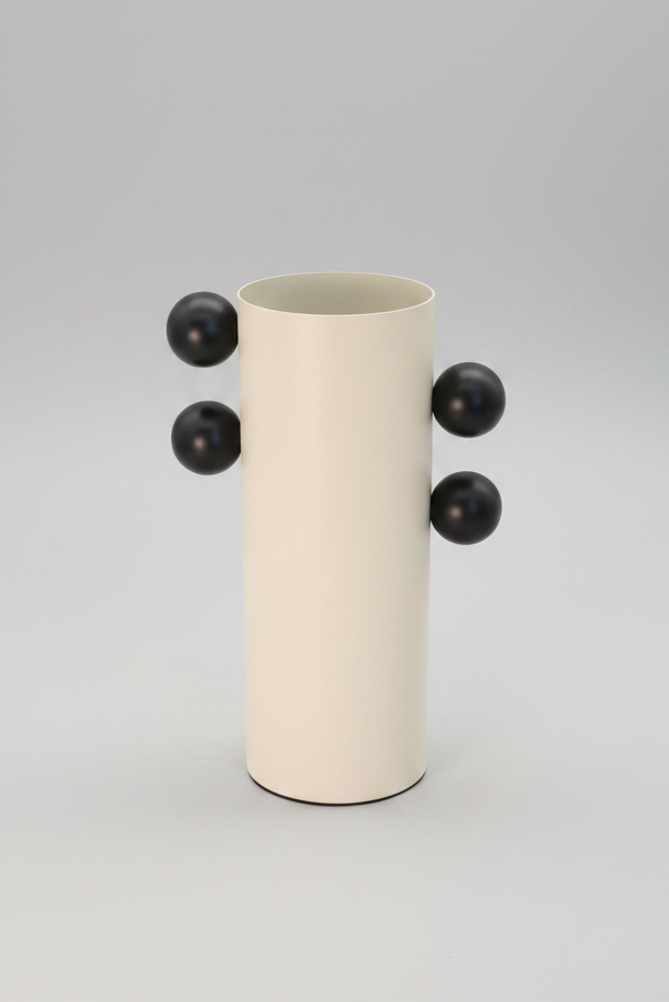 White Tall Metal Column Vase
