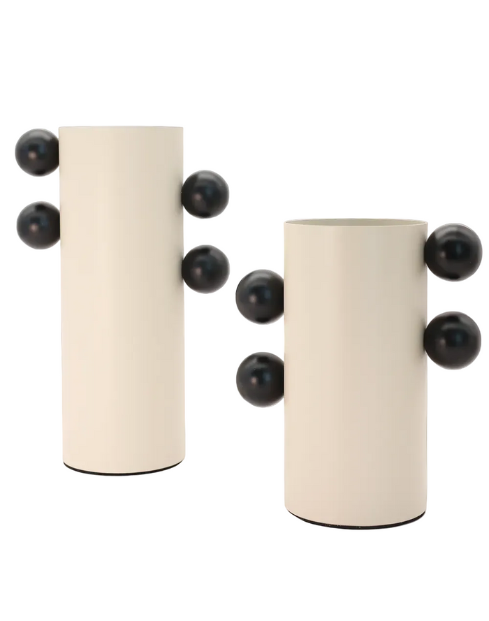 White Tall Metal Column Vase