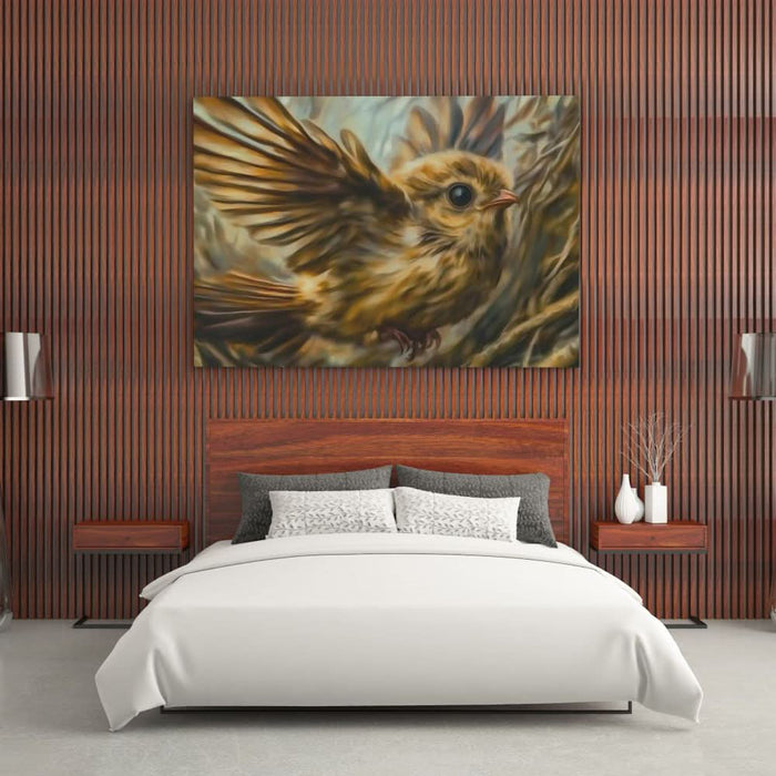 Wild Sparrow Flight - Modern Earth Tones Canvas Wall Art
