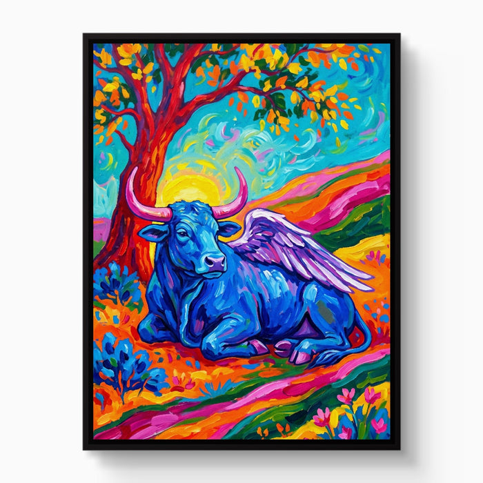 Winged Blue Cow - Luxury Wall Art