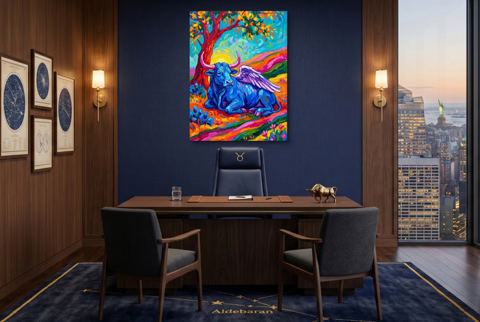 Winged Blue Cow - Luxury Wall Art